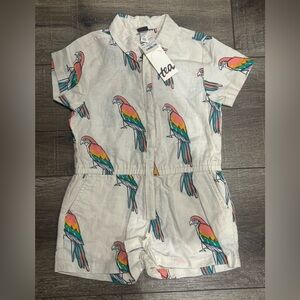 NWT Tea Collection Kids Parrot Print Romper - size 4